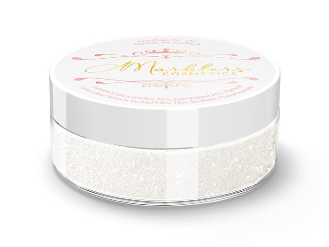 MARBLERS Glitter Mica Powder [Snow Prism] 0.14oz (4g) | Glitter Mica | Highly Pigmented | Non-Toxic, Vegan, Cruelty-Free | Eyeshadow, Body Butter, Nail Polish, Nail Art | Party, Body, Face Makeup
