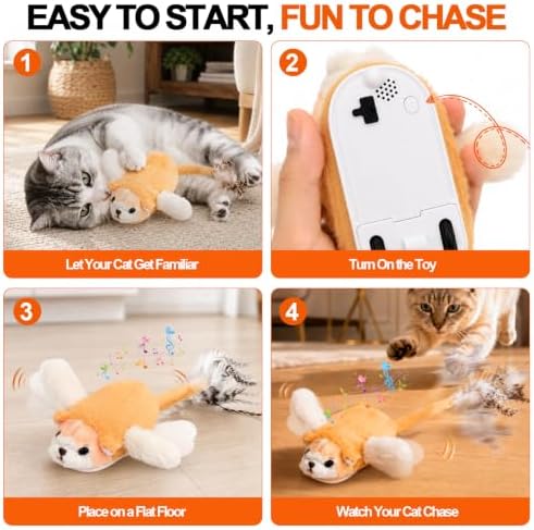 BABORUI Interactive Cat Toy Flying Mouse, Orange Mouse