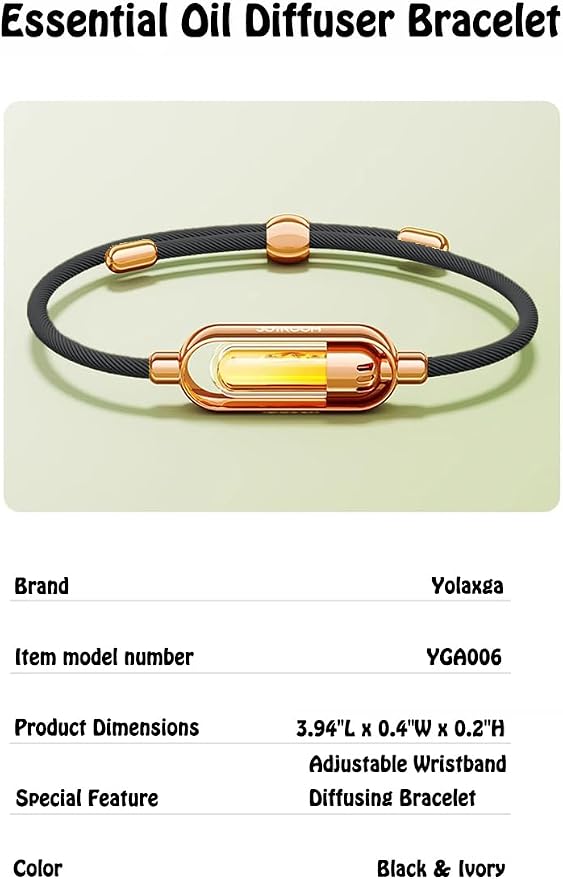 Essential Oil Diffuser Bracelet, Adjustable Wristband, Rose Gold, Manual Aromatherapy Jewelry,Perfume Bracelet,Aroma Therapy,Gift Set for Women Men Girls Mother's Day Christma.Black.