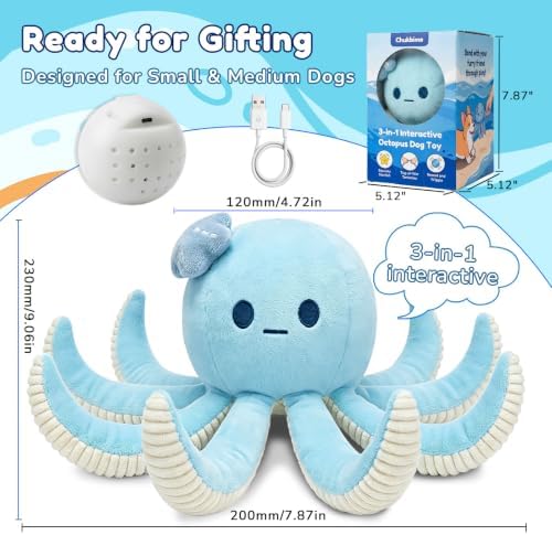 Interactive Dog Toys Octopus, Smart Ball, for Small & Medium Dogs