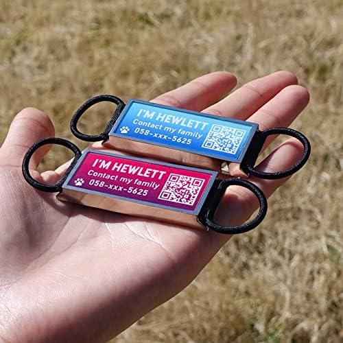 QR Code Dog Tag, Silent Slide-On Pet ID Name Tag for Dogs, Cats & Horses – Custom Personalized Noiseless Tag with Jingle-Free Fit & Online Profile Display