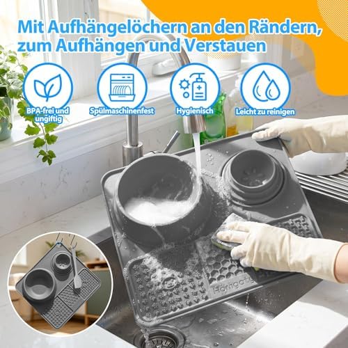 3-in-1 Dog Lick Bowl with Rolling Ball & Slow Feeder Mat & Basic Dog Food Bowl 50oz Stainless Steel, Anti-Slip Pet Licking Toy for Liquid Treats, Bone Broth Yogurt Anxiety Relief for Dog Cat