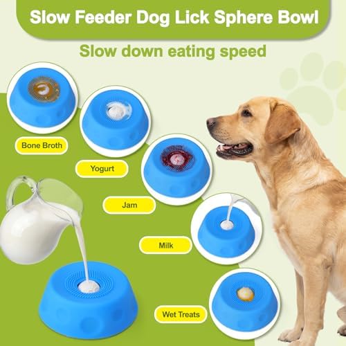 Slow Feeder Dog Lick Sphere Bowl, Non-Slip Lick Toy for Liquid Treat | Premium Durable Material With Large Capacity, Perfect Interactive Toy To Calm Dogs During Daily Feeding