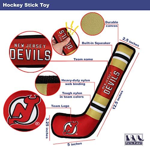 Pets First NHL New Jersey Devils Stick Toy for Dogs & Cats. Play Hockey with Your Pet with This Licensed Dog Tough Toy Reward! 16 inches long