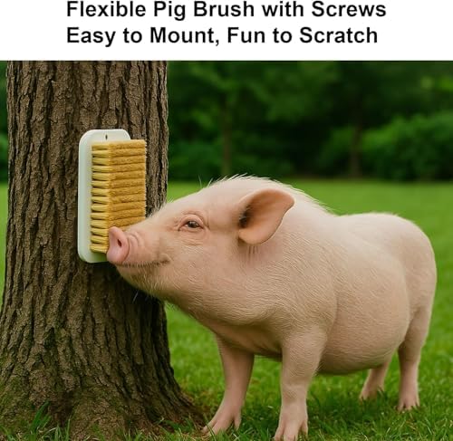 2Pcs Pet Enrichment Toy, 2-in-1 Self-Grooming and Scratch Brush for Mini Pigs, Cats & Dogs – Encourages Natural Behavior, Reduces Stress, Easy Install for Pens, Crate or Yard