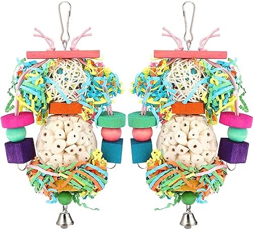 BBjinronjy Bird Toys,2PCS Hanging Natural Soft Sola Ball Beak Chew Shred Forage Toys for Parrots,Cockatiel,Conure,Love Birds,Parakeets,Budgie and Other Small Birds