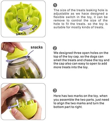 Dog & Cat Interactive Mental Stimulation Toy, Puzzle Treat Ball for Frenchie, Slow Feeding Ball (Green)