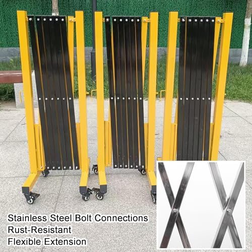 Outdoor Folding Security Gate Expandable Retractable Scissor Door Connectable Accordion Barricade with Casters for Schools Events & Traffic Control (120x350cm/47.2x137.8i