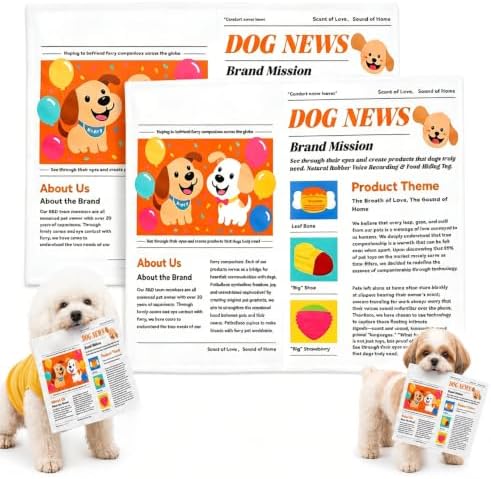 2026 New Crinkle Dog Newspaper Toy Indestructible Newspaper Toys for Dogs Durable Non Shredding Washable,No Stuffing Dog Chew Toy for Puppy Puppies Small and Medium Dogs-2PCS