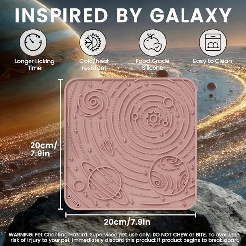 OHMO Large Lick Mat for Dogs&Cats, Space Pattern, 2pcs, Brick Red&Coral