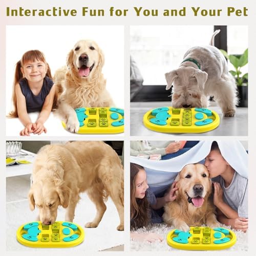 Dog Puzzle Toy, Interactive Treat Dispensing Toys, Yellow | Dog Enrichment Toys, IQ Training & Mental Stimulation, Non-Slip Slow Feeder, For Puppies Small Medium Large Dogs Cats