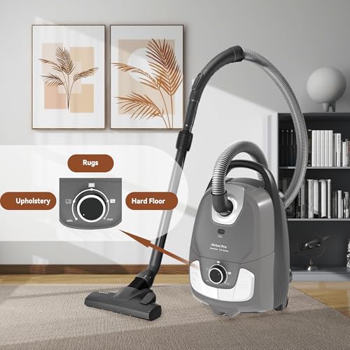 Akitas C11WT Bagged Canister Vacuum Cleaner, Wessel Turbo Brush for Pet Hair (Cat & Dog), HEPA Filtration, 33ft Cleaning Radius, with Retractable Cord and Wide Parquet Brush