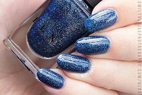 ILNP After Midnight - Prussian Blue Holographic Nail Polish with Gold Accents, Chip Resistant Manicure, Non-Toxic Nail Lacquer, Vegan, Cruelty Free, 12ml