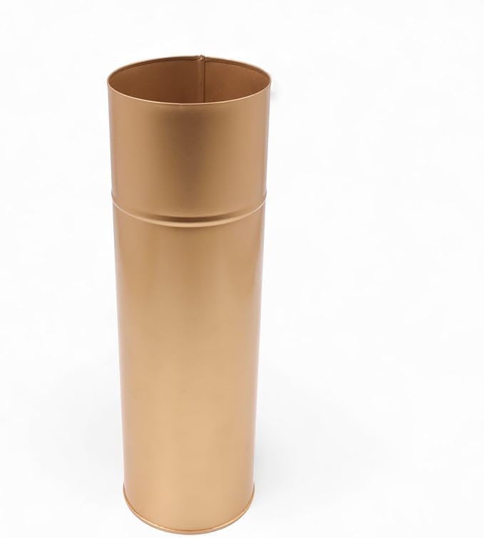 Hosley Gold Metal Tall Floor Vase with PVC Liner, 4-Inch Dia x 14-Inch H, Large Decorative Vase for Home Decor, Ideal for Floral Arrangements, Weddings, Parties, and Living Room Corner Decor