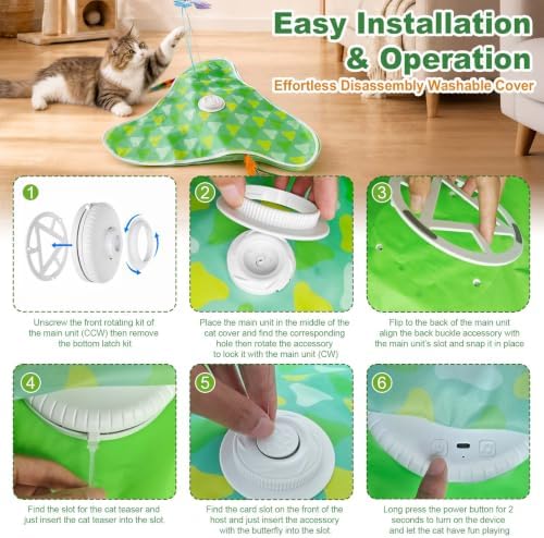 Interactive Cat Toy, Hide and Seek with Feather & Butterfly for Indoor Cats