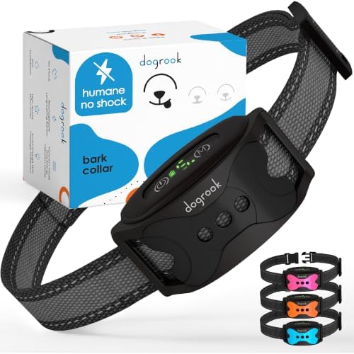 Dogrook Humane No Shock Rechargable Beep & Vibration Bark Collar for Dogs