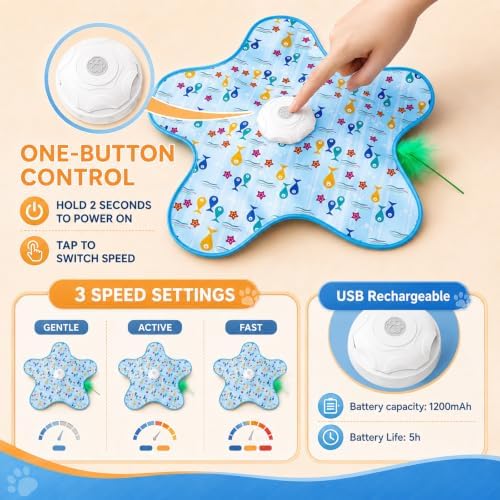 Interactive Cat Toys for Indoor Cats, Rechargeable Automatic Cat Mat Toys