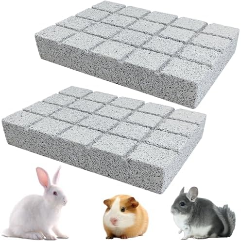 Hamiledyi 2PCS Rabbit Scratching Pads Bunny Lava Grinding Claw Pads Small Animal Foot Pads Hamster Scratch Board Chew Toys for Gerbil Chinchilla Hedgehog Guinea Pig Cage Accessories