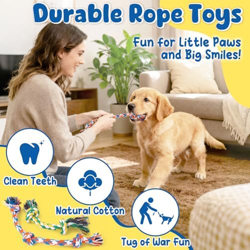 KIPRITII 9 Pack Puppy Toys Set for Small Dogs, Teething & Interactive Play | No-Stuffing Octopus-Shaped Toy, Squeaky & Crinkle Sounds, Interactive Tugging, Keep Dogs Busy, Indoor & Outdoor Play