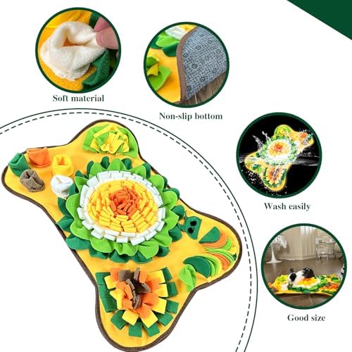 Rabbit Foraging Mat Snuffle Mat, Interactive Bunny Toys Feed Game for Boredom, Small Pet Puzzle Toy, Yuoaes 17.3" x 25.5" Polar Fleece Nosework Feeding Mat for Rabbits, Guinea Pigs, Ferrets