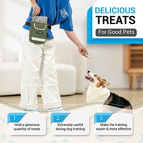 Dog Training Treat Pouch – Treat Bag for Dog Training with Built-in Poop Bag Holder – Waist Dog Training Pouch with Reflective Strips – Waterproof Fanny Pack for Dog Training