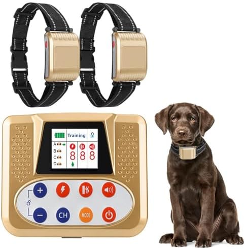 Wireless Dog Fence, Electric Dog Fence & Remote Training Collar, Vibration & Shock, IP65 Waterproof Collar for Large and Medium Dogs with 3 Training Modes, Dog Container Boundary System,for2dogs