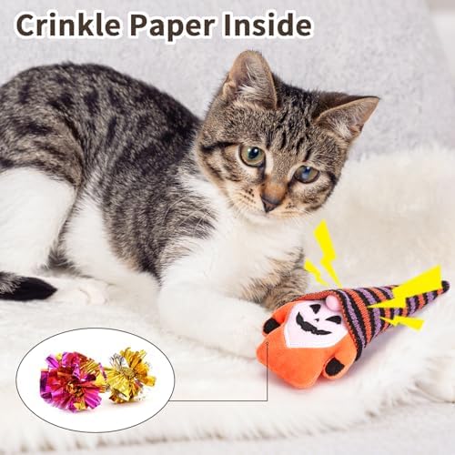 Retro Shaw Cat Toys for Indoor Cats Kittens, Crinkle Catnip Gnome, 3 Pack