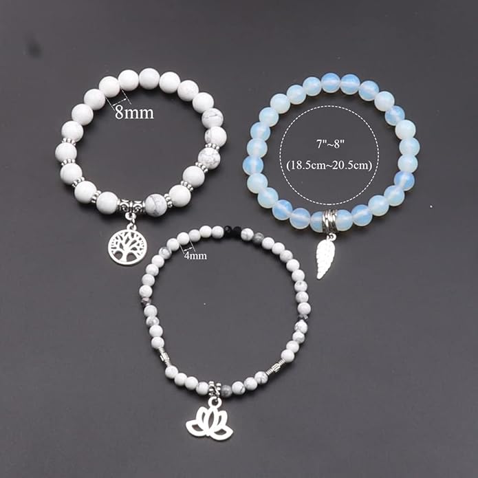 UEUC Tree of Life Yoga Healing Stone Bracelets,Multilayer Lotus Chakra Stone Reiki Bracelet Sets,Anxiety Crystal Natural Stone,for Women Stress Relief