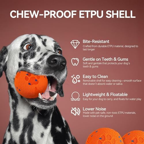 ALL FOR PAWS Interactive Dog Toy, Smart Dog Ball for Medium and Large Dogs, Automatic Moving, Bouncing and Rotating Ball Toy, ETPU Material, Motion-Activated and USB Rechargeable