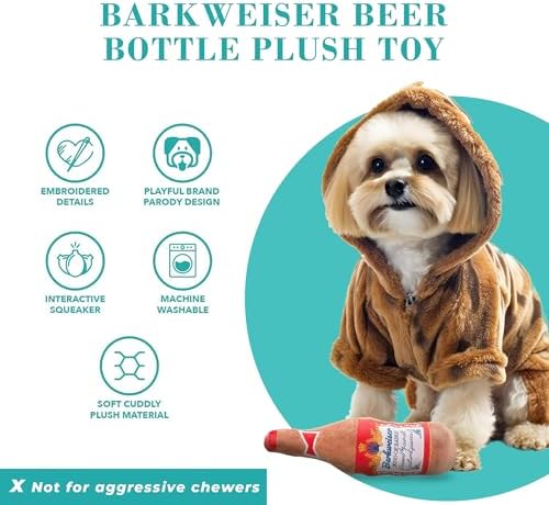 Haute Diggity Dog Barkweiser Beer Bottle Plush Dog Toy, Drink Parody Toy