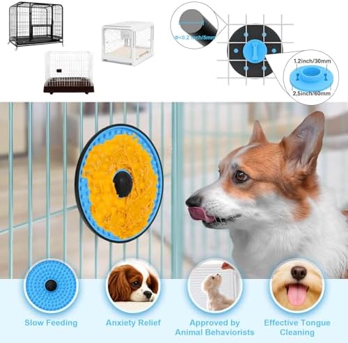 Lick Mat for Dogs Crate Lick Pad Slow Feeder for Crate Training （Blue）
