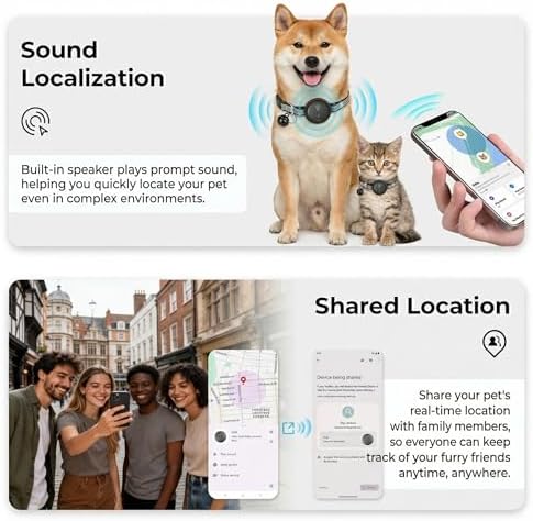 GPS Pet Tracker for Dogs & Cats, Smart Collar with Real-Time Location | No Monthly Fee, Activity Monitoring, Adjustable Reflection Strap, Find My Compatible, Lightweight Wear, Plug And Play