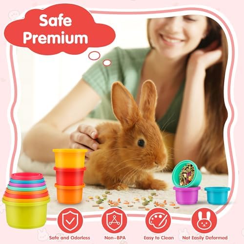 SKYWHALE Bunny Toys Stacking Cups, 8PCS Plastic Nesting Toys for Small Pets