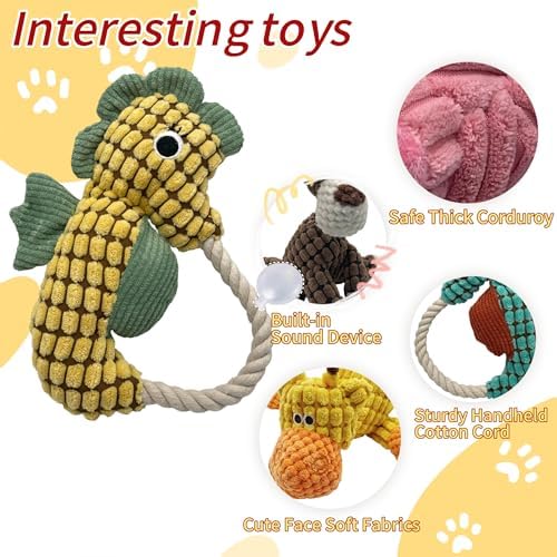 Plush Wrinkled Squeaky Dog Toy,2-Pack The Best Durable Teething Puppy Rope Chew Toy Keeps Them Busy Playing Hide-and-Seek Suitable for Puppy, Medium Dogs and Large Dogs (Green)