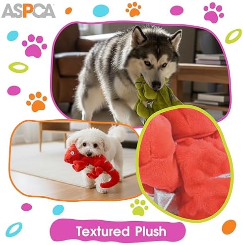 ASPCA Crinkle Chameleon Dog Toy – Squeaky, Stuffing-Free Plush with Crinkle Body for Interactive Play, Durable & Mess-Free Fun