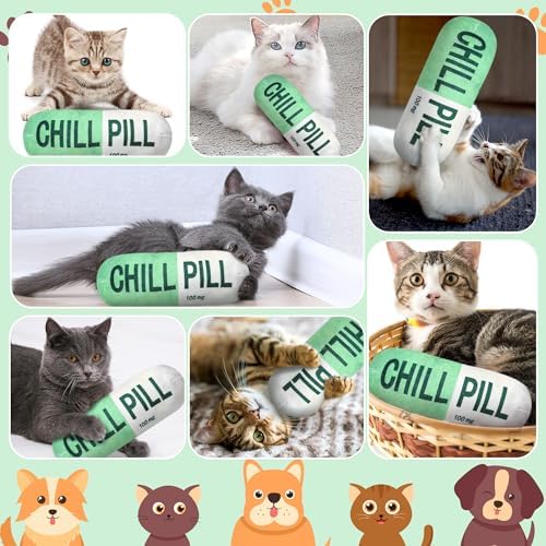 CUweipeng Funny Chill Pill Dog Plush Toy Cat Interactive Squeaky Pet Toy