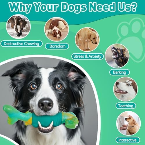 BIKIISEN Dog Toys for Aggressive Chewers, Squeaky Tough Chew Toys | Interactive Dog Chew Toys for Large Dogs, Dog Toys Keep Them Busy, Gift Toys for Medium/Large Breed (Green)