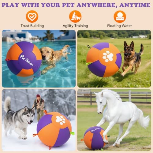 25" Herding Ball for Large Dogs, 2026 Upgraded Herding Ball with Heavy-Duty Cover & High-Output Pump Interactive Dog Toy for Australian Shepherds, Border Collies,Outdoor Training & Play