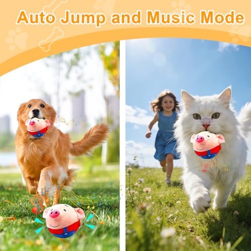 Interactive Dog Toys, Active Moving Pet Plush Toy, 2026 Upgraded Rechargeable Squeaky Dog Ball Toy with Recording Sound, Washable Cartoon Pig Plush Toy for Dogs Puppies (Blue)