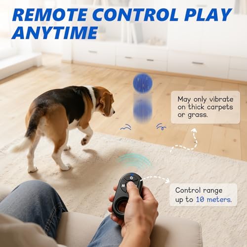 Remote Control Dog Toy Ball, Interactive Self Bouncing E-TPU Ball with 3 Modes (Bounce/Roll), Rechargeable Auto Moving Toy for Small Medium Large Dogs, Keeps Them Busy, BLU&YLW