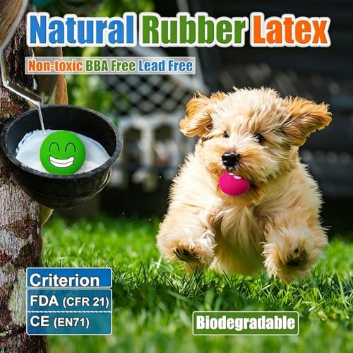 Latex Squeaky Dog Toys for Small Dogs & Tiny Breeds, 2.2" Flat Ball