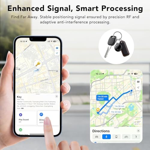 Air Tracker Tags-4 Pack: Smart Bluetooth Tracker, Compatible with Apple Find My APP (iOS Only) Replaceable Battery, IP67 Waterproof, Suitable for Luggage, Wallets, Backpacks, Keys Tracking Tag, Black