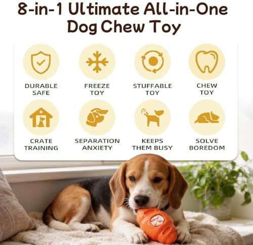 2Pack Durable Frozen Dog Chew Toy for Aggressive Chewers,Interactive Treat Dispensing Toy for Crate Training,Stress Relief to Clean,for Medium & Large Dogs