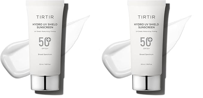 TIRTIR Hydro UV Shield Sunscreen | SPF 50+ Broad Spectrum UVA UVB Korean No White Cast Face Sunblock, 1.69 Fl Oz (Pack of 2)