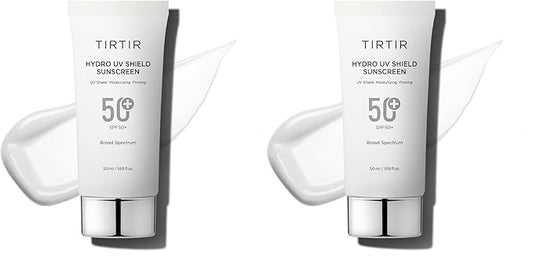 TIRTIR Hydro UV Shield Sunscreen | SPF 50+ Broad Spectrum UVA UVB Korean No White Cast Face Sunblock, 1.69 Fl Oz (Pack of 2)