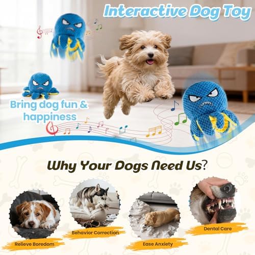 Interactive Moving Octopus Plush Dog Toys to Keep Dogs Engaged