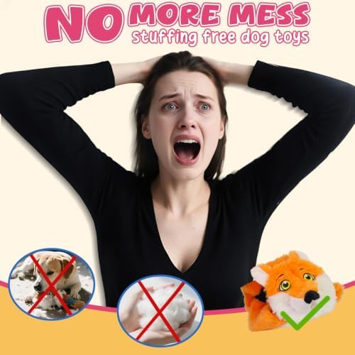 3Pack No Stuffing Dog Squeaky Toys, Plush with Crinkle Attract Medium Small