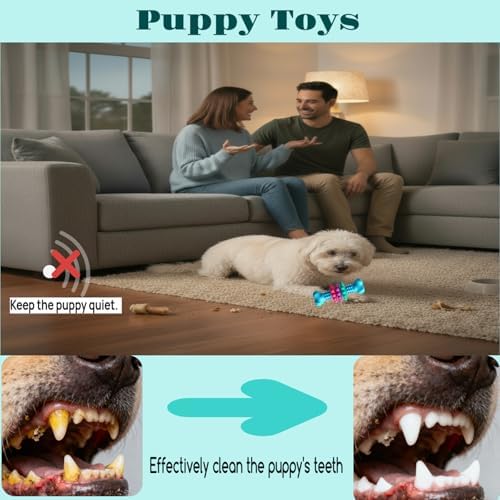Puppy Teething Toy, Durable Chew Toy for Small Dogs, Interactive Bone Toy to Keep Puppies Busy, Teeth Cleaning Dog Toy for Small Breeds