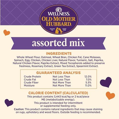 Old Mother Hubbard Wellness Training Bitz Assorted Mix Dog Treats, Natural Biscuits, 3 Flavors, 8 oz Bag (Pack of 2)