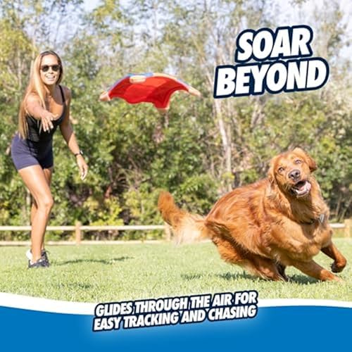 Chuckit! Flying Squirrel Fetch Dog Toy - Water Floating Flyer - Soft and Durable Polyester Canvas Construction - For Large Dogs - Size Large - 11-inch Diameter - Pack of 1 - Orange and Blue